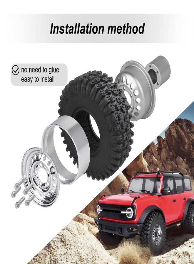 هوبي بارك عجلات وإطارات HobbyPark 1.0 Beadlock، عجلات فولاذية مختومة ذات إزاحة سالبة مقاس 1.0 بوصة، عجلات Beadlock مقاس 1.0 بوصة لسيارات الزحف التي تعمل بالتحكم عن بعد بمقياس 1/24 و1/18، TRX4M، SCX24، FCX24، قطع غيار للترقية، مطاط ناعم ذو قبضة جيدة (مع إطارات 53x19 مم). - Image 5